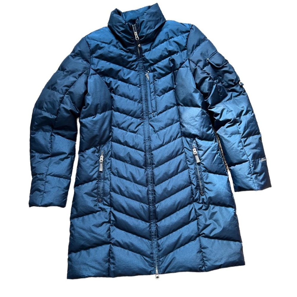 Eddie Bauer Women’s Down Filled Parka Coat Pockets Puffer Blue Size Large